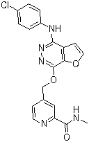 structure of CAS# 332012-40-5, Telatinib;Bay 57-9352; 4-[[[4-[(4-Chlorophenyl)amino]furo[2,3-d]pyridazin-7-yl]oxy]methyl]-N-methyl-2-pyridinecarboxamide