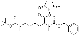 结构式 CAS# 3338-34-9, N-(alpha)-苄氧羰基-N-(epsilon)-叔丁氧羰基-L-赖氨酸琥珀酰亚胺基酯
