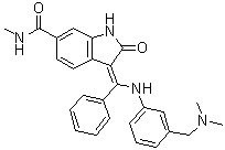 structure of CAS# 334951-92-7, (3Z)-3-[[[3-[(Dimethylamino)methyl]phenyl]amino]phenylmethylene]-2,3-dihydro-N-methyl-2-oxo-1H-indole-6-carboxamide
