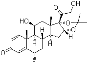 structure of CAS# 3385-03-3, Flunisolide;(6a,11b,16a)-6-Fluoro-11,21-dihydroxy-16,17-[(1-methylethylidene)bis(oxy)]-pregna-1,4-diene-3,20-dione