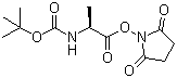 结构式 CAS# 3392-05-0, Boc-L-丙氨酸 N-丁二酰亚胺酯; 叔丁氧羰基-L-丙氨酸 N-丁二酰亚胺酯