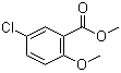 structure of CAS# 33924-48-0, Methyl 5-chloro-2-methoxybenzoate;4-Chloro-2-(methoxycarbonyl)anisole; 5-Chloro-2-methoxybenzoic acid methyl ester; Methyl 2-methoxy-5-chlorobenzoate