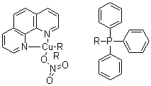 structure of CAS# 33989-10-5, (1,10-Phenanthroline)bis(triphenylphosphine)copper nitrate