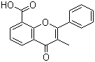 structure of CAS# 3468-01-7, 3-Methylflavone-8-carboxylic acid;8-Carboxy-3-methylflavone; 3-Methyl-4-oxo-2-phenyl-4H-1-benzopyran-8-carboxylic acid