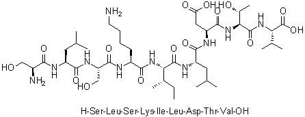 L-丝氨酰-L-亮氨酰-L-丝氨酰-L-赖氨酰-L-异亮氨酰-L-亮氨酰-L-alpha-天冬氨酰-L-苏氨酰-L-缬氨酸分子结构 (CAS 347142-73-8)