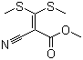 structure of CAS# 3490-92-4, Methyl 3,3-bis(methylthio)-2-cyanoacrylate;Methyl 2-cyano-3,3-bis(methylthio)acrylate; 2-Cyano-3,3-bis(methylsulfanyl)acrylic acid methyl ester; Methyl 2-cyano-3,3-di(methylthio)acrylate