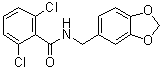 结构式 CAS# 349438-38-6, N-(1,3-苯并二氧杂环戊烯-5-基甲基)-2,6-二氯苯甲酰胺