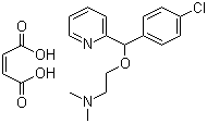 structure of CAS# 3505-38-2, Carbinoxamine maleate;Carbinoxamine maleate salt; N-[2-[(4-Chlorophenyl)(2-pyridinyl)methoxy]ethyl]-N,N-dimethylamine maleate salt