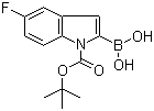 structure of CAS# 352359-23-0, 1-Boc-5-fluoroindole-2-boronic acid;N-tert-Butoxycarbonyl-5-fluoro-1H-indole-2-boronic acid