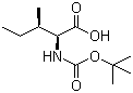 结构式 CAS# 35264-07-4, N-叔丁氧羰基-L-别异亮氨酸