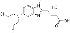 structure of CAS# 3543-75-7, Bendamustine hydrochloride;1-Methyl-5-bis(2-chloroethyl)amino-2-benzimidazolinebutryric acid hydrochloride; 4-[5-[Bis(2-chloroethyl)amino]-1-methylbenzimidazol-2-yl]butanoic acid hydrochloride