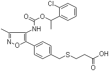 structure of CAS# 355025-24-0, Ki 16425;3-[[[4-[4-[[[1-(2-Chlorophenyl)ethoxy]carbonyl]amino]-3-methyl-5-isoxazolyl]phenyl]methyl]thio]propanoic acid