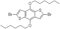 structure of CAS# 359017-65-5, 2,6-Dibromo-4,8-bis(hexyloxy)-benzo[1,2-b:4,5-b']dithiophene