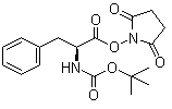 结构式 CAS# 3674-06-4, 叔丁氧羰基-L-苯丙氨酸 N-羟基丁二酰亚胺酯