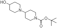 structure of CAS# 367500-88-7, 4-Hydroxy-1,4'-bipiperidinyl-1'-carboxylic acid tert-butyl ester;tert-Butyl 4-(4-hydroxypiperidin-1-yl)-1-piperidinecarboxylate