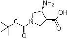 trans-4-Amino-1-(tert-butoxycarbonyl)pyrrolidine-3-carboxylic acid molecular structure (CAS 369623-85-8)