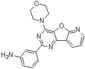 结构式 CAS# 371934-59-7, 3-[4-(4-吗啉基)吡啶并[3',2':4,5]呋喃并[3,2-d]嘧啶-2-基]苯胺