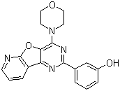 结构式 CAS# 371935-74-9, PI 103 ; 3-[4-(4-吗啉基吡啶并[3',2',4,5]呋喃并[3,2-d]嘧啶-2-基]苯酚