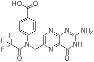 structure of CAS# 37793-53-6, N10-Trifluoroacetylpteroic acid;4-[[(2-Amino-1,4-dihydro-4-oxo-6-pteridinyl)methyl](trifluoroacetyl)amino]benzoic acid
