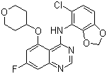 结构式 CAS# 379230-38-3, 4-(6-氯-2,3-亚甲基二氧基苯胺)-7-氟-5-四氢吡喃-4-基氧基喹唑啉