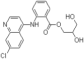 structure of CAS# 3820-67-5, 2-[(7-Chloro-4-quinolinyl)amino]benzoic acid 2,3-dihydroxypropyl ester;N-(7-Chloro-4-quinolyl)anthranilic acid 2,3-dihydroxypropyl ester; 1-[N-(7-Chloro-4-quinolyl)anthranilate]glycerol; 2,3-Dihydroxypropyl N-(7-chloro-4-quinolyl)anthranilate; 2,3-Dihydroxypropyl-N-(7-chloro-4-quinolinyl)anthranilate