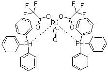 Carbonylbis(trifluoroacetato)bis(triphenylphosphine)ruthenium molecular structure (CAS 38596-61-1)
