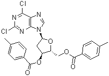 结构式 CAS# 38925-80-3, 2,6-二氯-9-(3,5-二-O-对甲苯甲酰基-2-脱氧-beta-D-赤式-呋喃戊糖基)嘌呤
