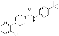 structure of CAS# 393514-24-4, 4-(3-Chloro-2-pyridinyl)-N-[4-(1,1-dimethylethyl)phenyl]-1-piperazinecarboxamide;BCTC