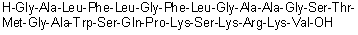 Glycyl-L-alanyl-L-leucyl-L-phenylalanyl-L-leucylglycyl-L-phenylalanyl-L-leucylglycyl-L-alanyl-L-alanylglycyl-L-seryl-L-threonyl-L-methionylglycyl-L-alanyl-L-tryptophyl-L-seryl-L-glutaminyl-L-prolyl-L-lysyl-L-seryl-L-lysyl-L-arginyl-L-lysyl-L-valine molecular structure (CAS 395069-92-8)