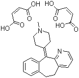 结构式 CAS# 3978-86-7, 马来酸阿扎他啶; 6,11-二氢-11-(1-甲基-4-哌啶亚基)-5H-苯并[5,6]环庚并[1,2-b]吡啶马来酸盐