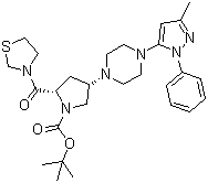 结构式 CAS# 401566-80-1, (2S,4S)-4-[4-(3-甲基-1-苯基-1H-吡唑-5-基)-1-哌嗪基]-2-(3-噻唑烷基羰基)-1-吡咯烷羧酸叔丁酯