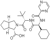 structure of CAS# 402958-98-9, (1S,3aR,6aS)-(2S)-2-Cyclohexyl-N-(2-pyrazinylcarbonyl)glycyl-3-methyl-L-valyloctahydrocyclopenta[c]pyrrole-1-carboxylic acid