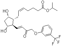 structure of CAS# 404830-45-1, 15-Ketotravoprost;(5Z)-7-[(1R,2R,3R,5S)-3,5-Dihydroxy-2-[(1E)-3-oxo-4-[3-(trifluoromethyl)phenoxy]-1-buten-1-yl]cyclopentyl]-5-heptenoic acid 1-methylethyl ester