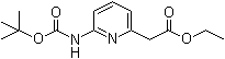 structure of CAS# 408365-87-7, Ethyl [6-[(tert-butoxycarbonyl)amino]-2-pyridinyl]acetate;(6-((tert-Butoxycarbonyl)amino)pyridin-2-yl)acetic acid ethyl ester
