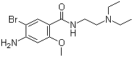structure of CAS# 4093-35-0, Bromopride;4-Amino-5-bromo-N-[2-(diethylamino)ethyl]-2-methoxybenzamide