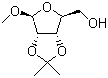 结构式 CAS# 4099-85-8, 甲基-2,3-O-异亚丙基-beta-D-呋喃核糖苷