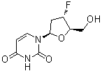 结构式 CAS# 41107-56-6, 2',3'-二脱氧-3'-氟尿苷