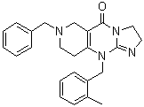 structure of CAS# 41276-02-2, 2,6,7,8,9,10-Hexahydro-10-[(2-methylphenyl)methyl]-7-(phenylmethyl)imidazo[1,2-a]pyrido[4,3-d]pyrimidin-5(3H)-one;NSC 350625
