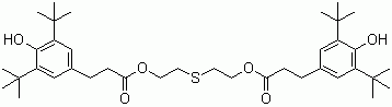 structure of CAS# 41484-35-9, 3,5-Bis(1,1-dimethylethyl)-4-hydroxybenzenepropanoic acid thiodi-2,1-ethanediyl ester;2-[2-[3-(4-Hydroxy-3,5-ditert-butyl-phenyl)propanoyloxy]ethylsulfanyl]ethyl 3-(4-hydroxy-3,5-ditert-butyl-phenyl)propanoate