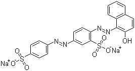 结构式 CAS# 4196-99-0, 酸性红 66; 比布列西猩红; 比布里希猩红; 猩红 B; 6-(2-羟基萘偶氮)-3,4'-偶氮二苯磺酸钠