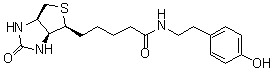 structure of CAS# 41994-02-9, Biotinyl tyramide;(3aS,4S,6aR)-Hexahydro-N-[2-(4-hydroxyphenyl)ethyl]-2-oxo-1H-thieno[3,4-d]imidazole-4-pentanamide