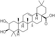 结构式 CAS# 4373-41-5, 山楂酸; 马斯里酸; (2alpha,3beta)-2,3-二羟基齐墩果-12-烯-28-酸