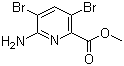 structure of CAS# 443956-21-6, Methyl 6-amino-3,5-dibromopyridine-2-carboxylate;6-Amino-3,5-dibromopyridine-2-carboxylic acid methyl ester