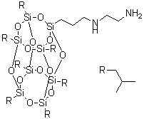 结构式 CAS# 444315-16-6, N1-[3-[3,5,7,9,11,13,15-七(2-甲基丙基)五环[9.5.1.1(3,9).1(5,15).1(7,13)]八硅氧烷-1-基]丙基]-1,2-乙二胺