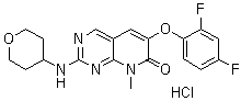 structure of CAS# 449808-64-4, 6-(2,4-Difluorophenoxy)-8-methyl-2-[(tetrahydro-2H-pyran-4-yl)amino]pyrido[2,3-d]pyrimidin-7(8H)-one hydrochloride