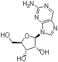 structure of CAS# 4546-54-7, 2-Aminopurine riboside;2-Amino-9-beta-D-ribofuranosyl-9H-purine; 2-(2-Aminopurin-9-yl)-5-(hydroxymethyl)oxolane-3,4-diol