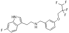 结构式 CAS# 467459-31-0, N-[2-(6-氟-1H-吲哚-3-基)乙基]-3-(2,2,3,3-四氟丙氧基)苄胺