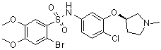 结构式 CAS# 474960-44-6, 2-溴-N-[4-氯-3-[[(3R)-1-甲基-3-吡咯烷基]氧基]苯基]-4,5-二甲氧基-苯磺酰胺