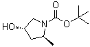 结构式 CAS# 477293-60-0, (2S,4S)-4-羟基-2-甲基吡咯烷-1-羧酸叔丁酯