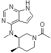 结构式 CAS# 477600-76-3, 1-[(3R,4R)-4-甲基-3-(甲基-7H-吡咯并[2,3-d]嘧啶-4-基氨基)-1-哌啶基]乙酮
